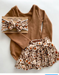 Brown Floral Skirted Bummies