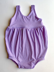 Purple Ribbed Bubble Romper