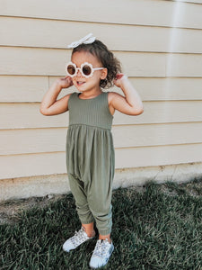 Olive Ribbed Romper