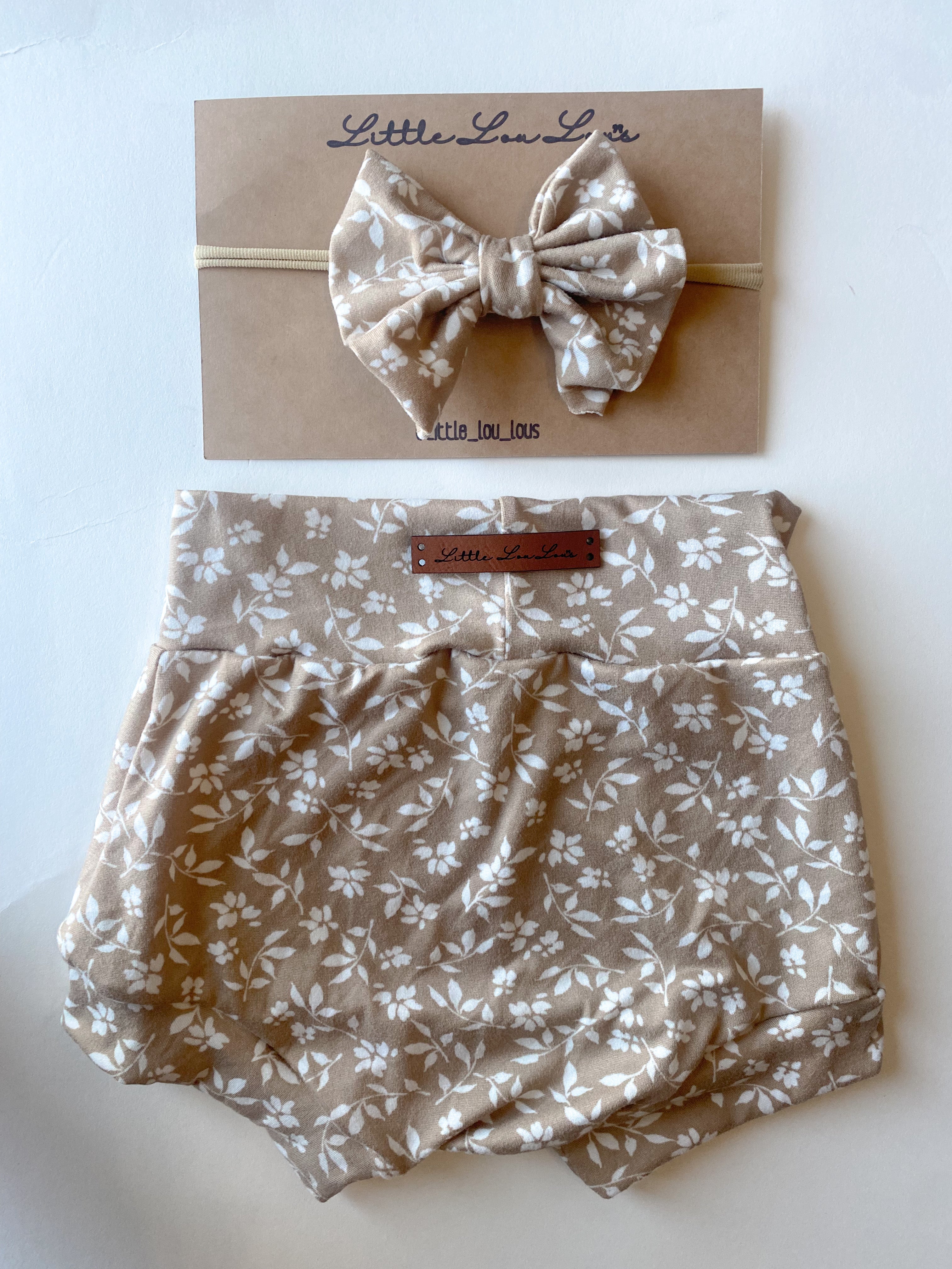 tan floral bummie set