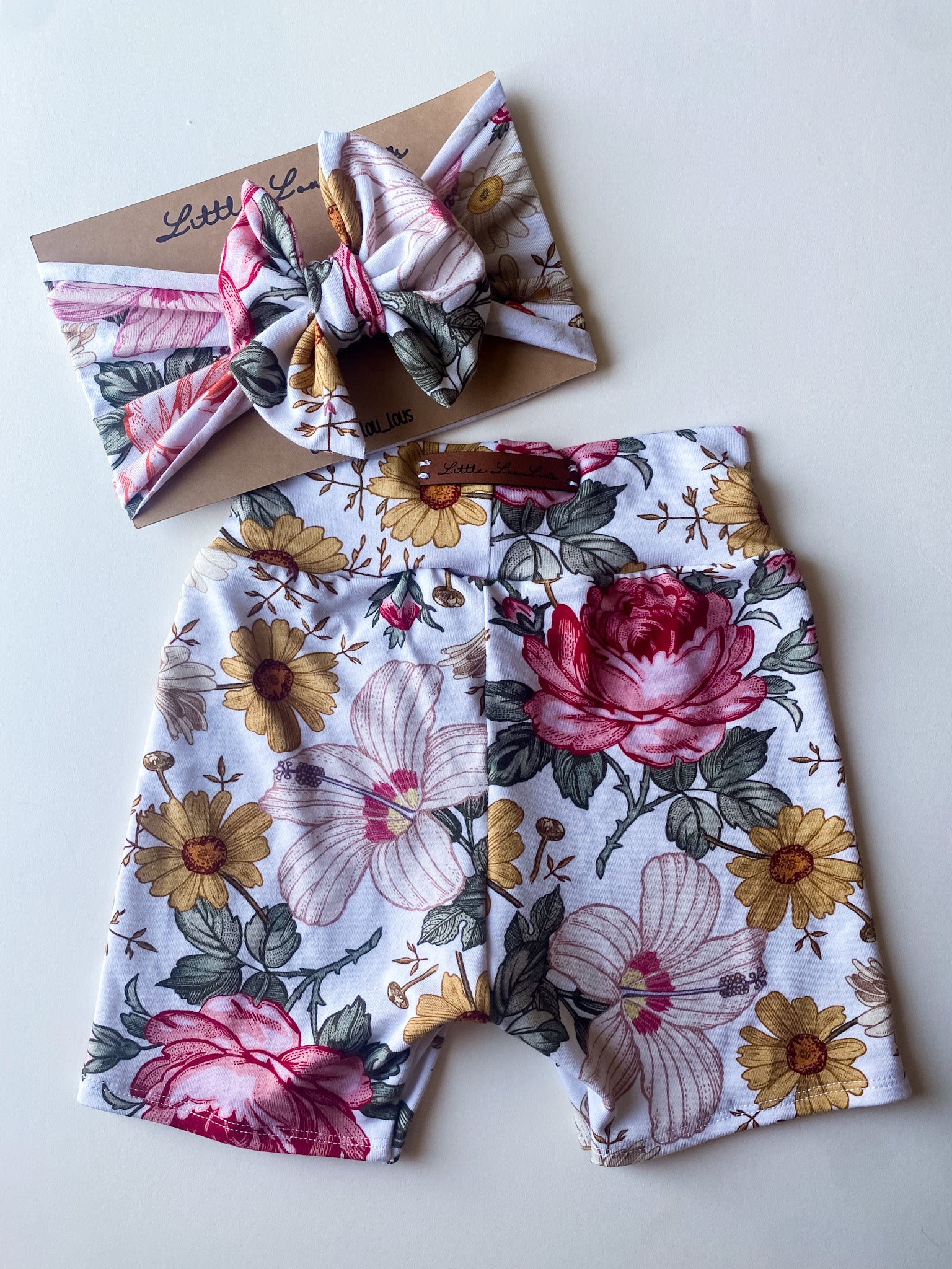 Vintage Floral Biker Short Set