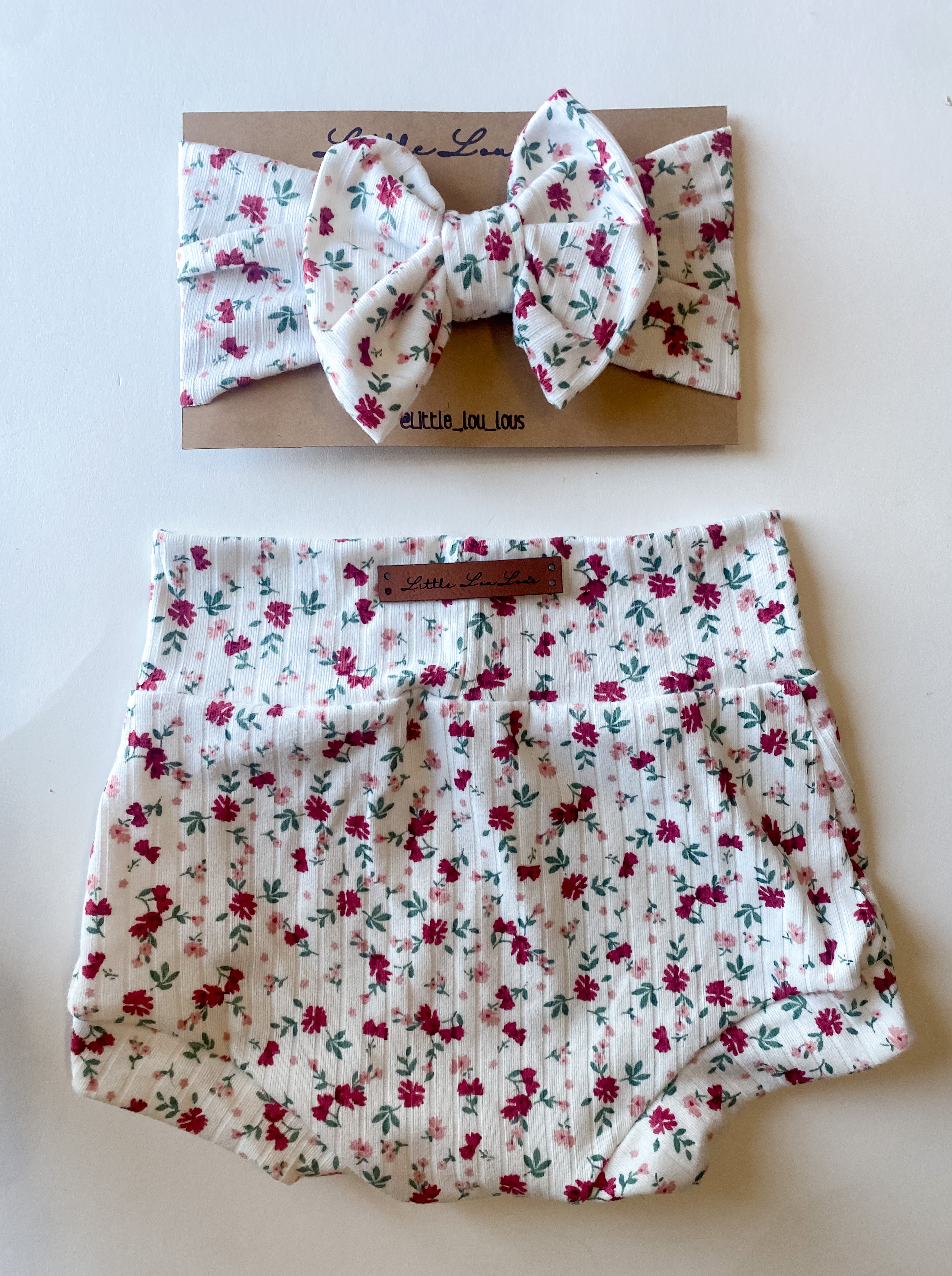 ribbed floral bummie set