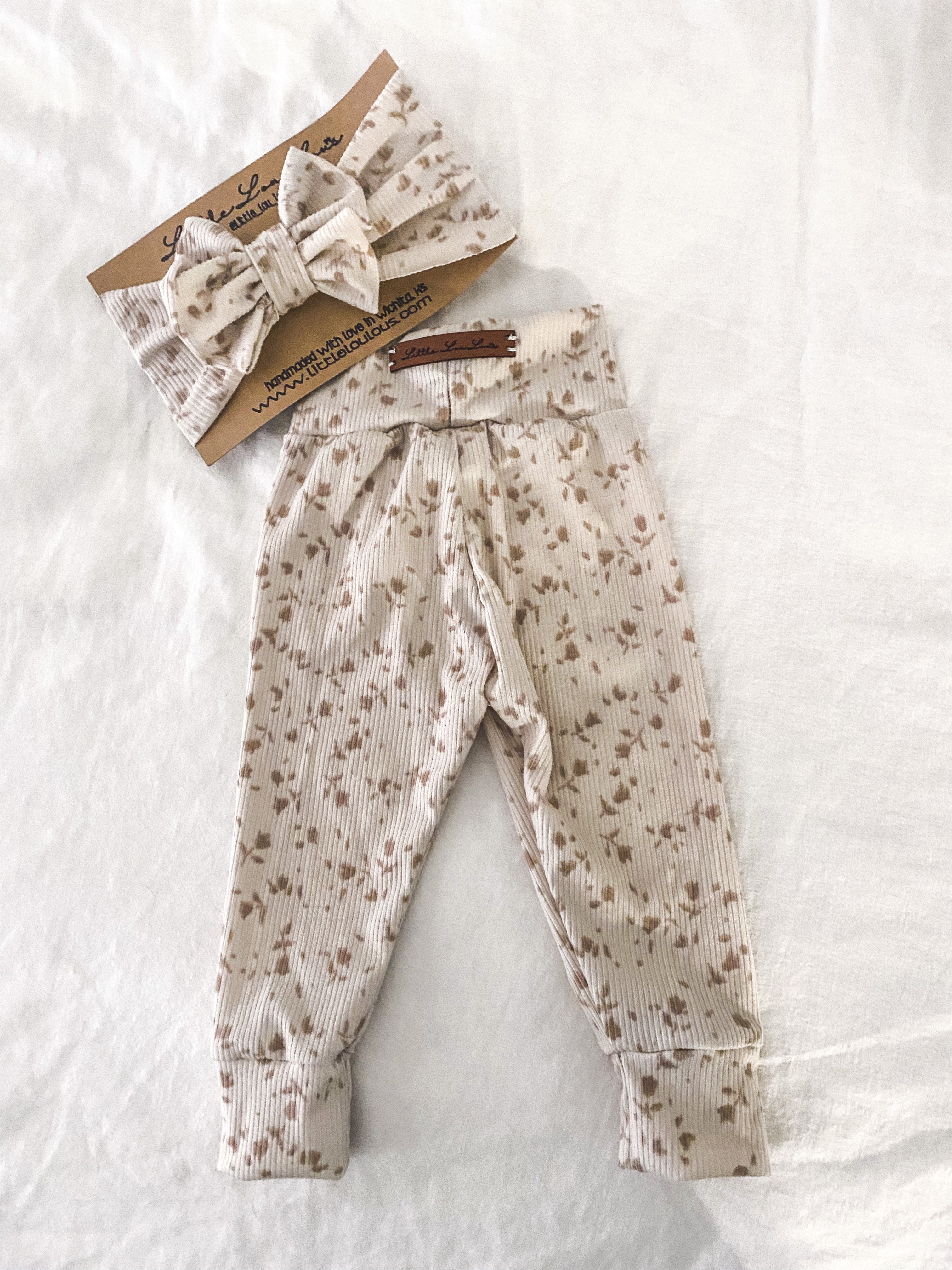 cream floral jogger set