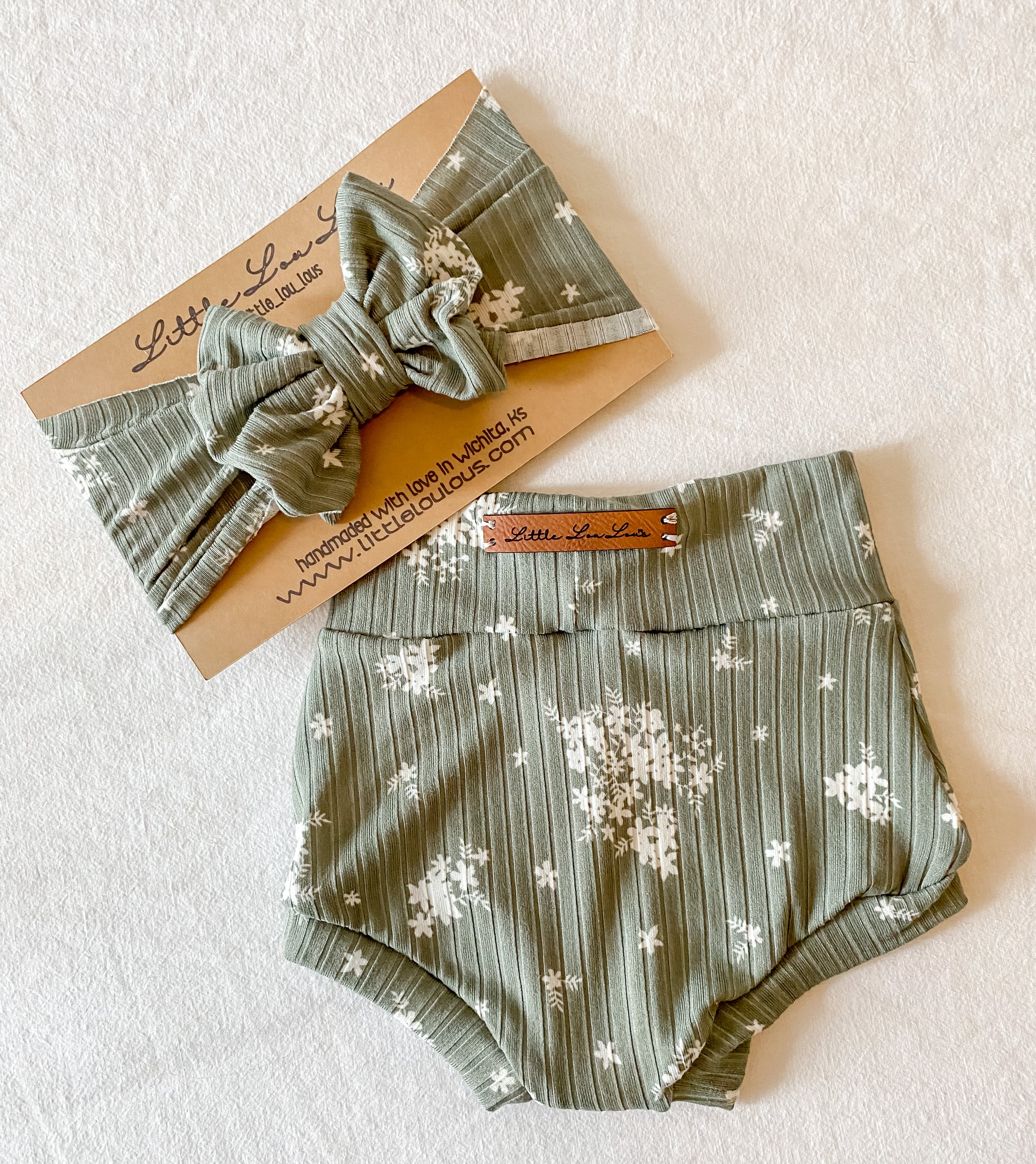 Olive Floral Bummie Set