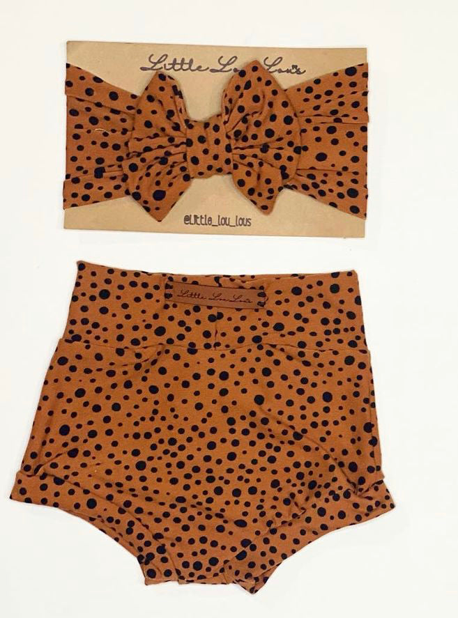 Tan Dot Bummie Set